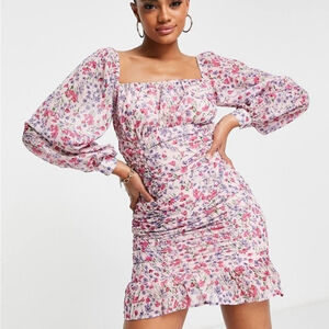 Eilly Bazar Women's Floral Mini Bodycon Dress Size M Fairy Coquette Girl Floral